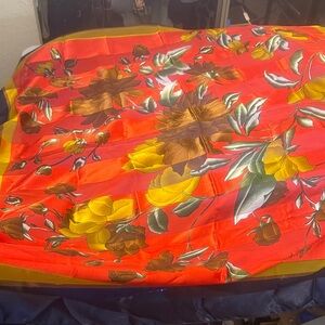 Floral blue‎ Red and Yellow Scarf 40”x40”